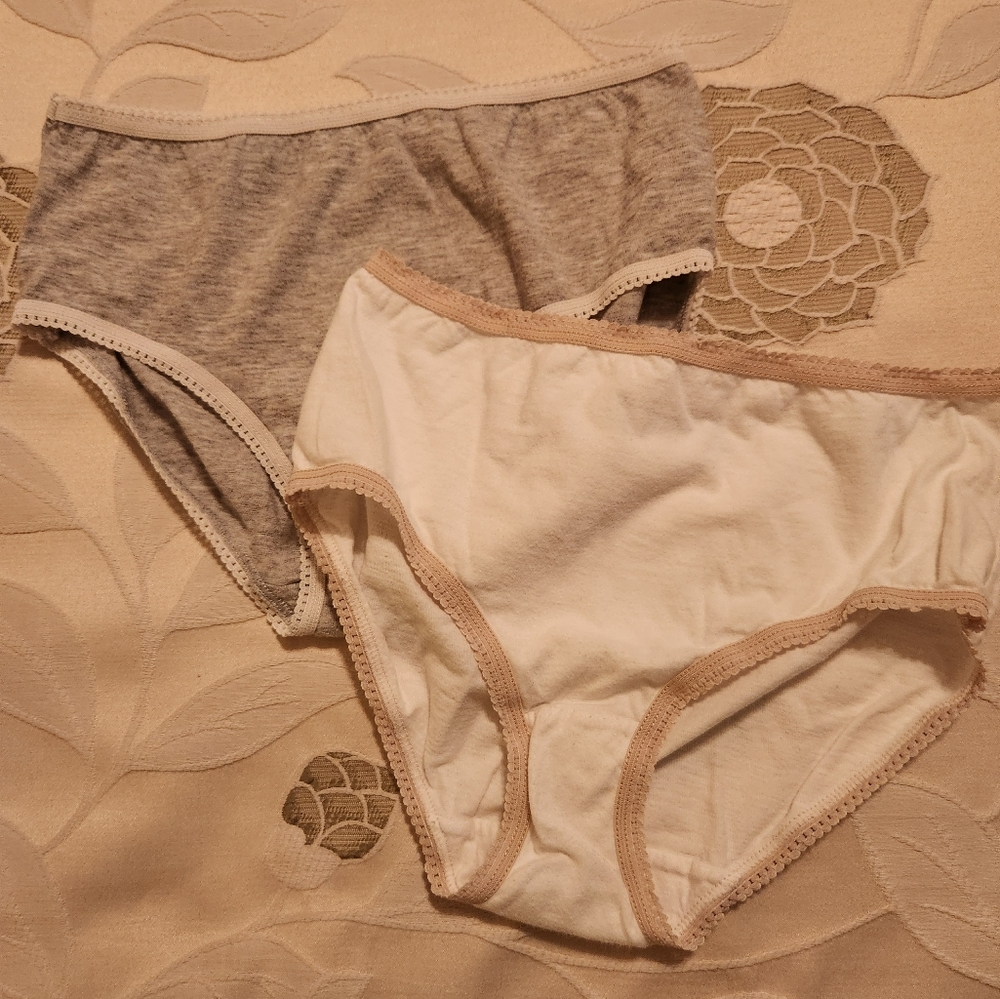 Girl's Cream and Gray Underwear Size 12